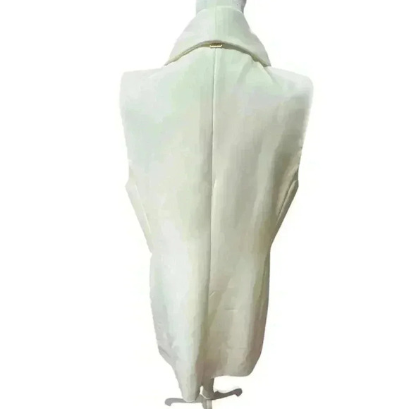 Donna Karan Modern Ivory Long Double Breasted Poly Vest Hook Closure Size 4 NWT - Picture 8 of 15